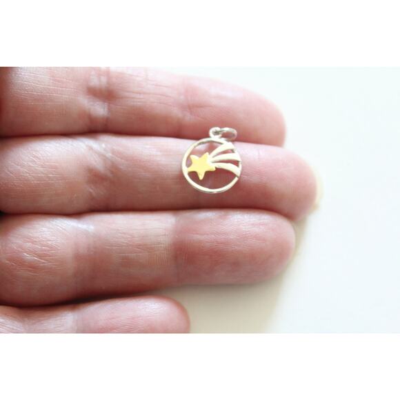 Sterling Silver Shooting Star Charm with Bronze Star, Shooting Star Charm - Picture 2 of 8